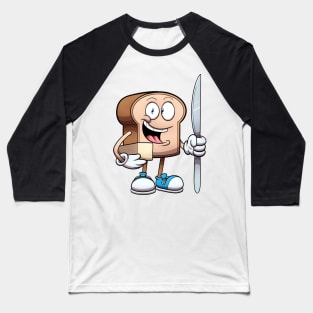 Bread Character With Knife And Butter Baseball T-Shirt